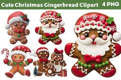 Cute Christmas Gingerbread Clipart PNG Product Image 1