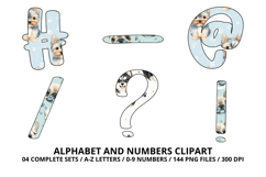 Cute Puppies Alphabet PNG, watercolor Letters &amp; Numbers Product Image 6
