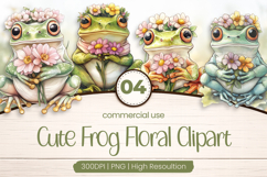 Cute Frog Floral Clipart PNG Product Image 1