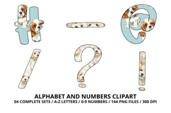 Cute Puppies Alphabet PNG, watercolor Letters &amp; Numbers Product Image 6