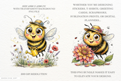 Summer Whimsical Bees PNG Clipart Product Image 2