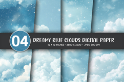 Dreamy Blue Clouds Digital Paper Product Image 1