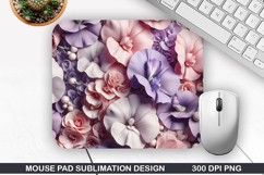 3D Flowers Mouse Pad Sublimation, Flowers Mouse Pad PNG Product Image 1