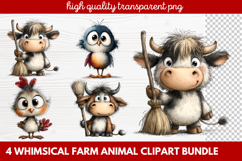 4 Whimsical Farm Animal Clipart | Cute Farm Animals PNG Set Product Image 1