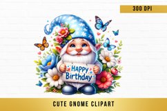 watercolor cute gnome clipart, birthday gnome sublimation Product Image 1