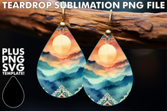 VIBRANT TEARDROP EARRINGS Gift PNG, Watercolor Pattern Product Image 1