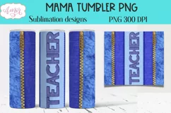 Teacher Tumbler Wrap for Sublimation | denim fabric png Product Image 2