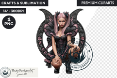 Pastel Goth Fairy Clipart, Black Pink PNG fantasy clipart Product Image 1