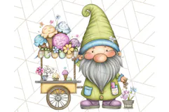 Ice Cream Gnome Clipart PNG Summer Dessert Art, Summer Gnome Product Image 2