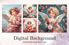 Angel Cupid Vintage Valentine Background Love Wallpaper Product Image 1