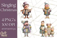 Christmas Carolers Clipart PNG, Holiday Choir Clip Art Product Image 1