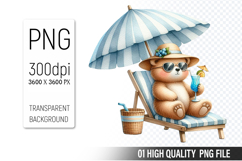 Summer Animals Clipart PNG Bundle, Beach Animals PNG Product Image 16
