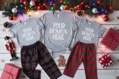 Christmas Family Matching Group Flat Lay T-Shirt Mockups Product Image 1