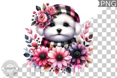 Dog With Flowers Sublimation - Clipart PNG Design Product Image 1