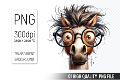 Funny Horse Clipart PNG, Sublimation Horse Design Product Image 1