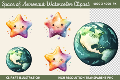 Space of Astronaut Watercolor Clipart PNG Product Image 1