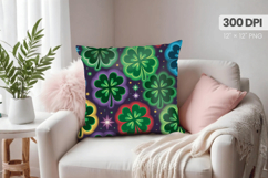 Colorful Shamrock Pattern Pillow PNG Sublimation Design Product Image 1