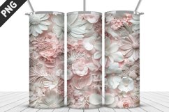 3D White Flowers Tumbler Wrap | Sublimation Design | Tumbler Product Image 1