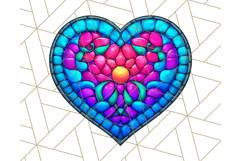 Stained Glass Hearts and Butterflies Clipart PNG Product Image 2