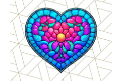 Stained Glass Hearts and Butterflies Clipart PNG Product Image 2