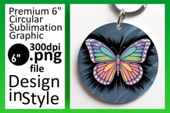 Whimsical Round Design Keychain PNG , Butterfly Product Image 1