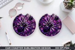 Spiders Car coaster sublimation, Halloween Coaster PNG Product Image 1