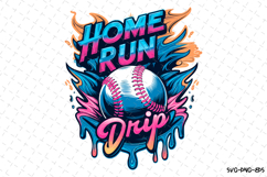 Home Run Drip Svg | Baseball SVG Design | Game Day Svg Product Image 1