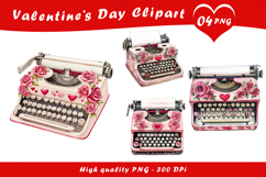 Valentine’s Day Vintage Typewriter Clipart PNG Product Image 1