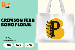 Crimson Fern Boho Floral Monogram Product Image 1