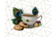 Peacock Christmas Clipart in Jewel Tones, Christmas Png Product Image 2