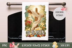 Easter Kitchen Towel PNG, Christian Wooden Cross Towel Product Image 1