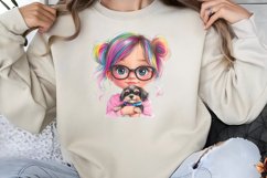Colorful Girl Dog Clipart PNG Product Image 1