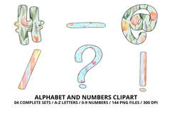 Baby Shower Watercolor Alphabet and Numbers Clipart PNG Product Image 6