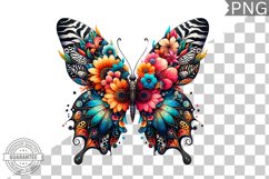 Vibrant Floral Butterfly Sublimation - Clipart PNG Design Product Image 1