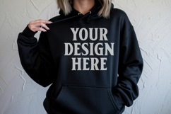 Black Gildan 18500 Hoodie Mockup, G18000 Hoodie Model mockup Product Image 1