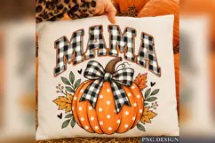 Mama Pumpkin PNG, Buffalo Plaid Bow Fall Mom Mug Design Product Image 2