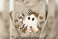 Coquette Ghost PNG, Disco Ball Ghost PNG, Leopard Checkered Product Image 5