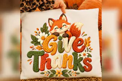 Give Thanks Fox PNG, Cute Fall Fox Thanksgiving Design Product Image 1