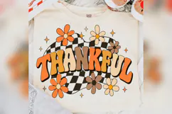Thankful PNG, Retro Checkered Fall Design, Groovy Autumn Product Image 4