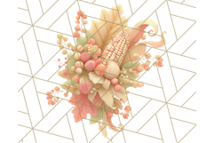 Fall Foliage Clipart PNG, Pink and Green Leaves Product Image 2