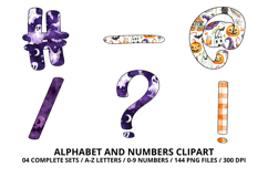 Halloween Alphabet Clipart PNG, watercolor letters doodle Product Image 6