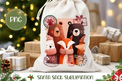 Cartoon Christmas Animals Santa Sack PNG Product Image 1