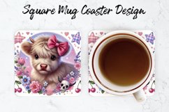 Highland Cow Mug coaster | Coaster | Sublimation Design Product Image 1
