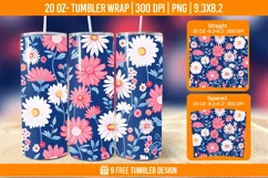 Cute Flower Seemless Tumbler Wrap Designs, Sublimation Wrap Product Image 1