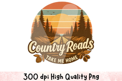 Country Roads Take Me Home Clipart Sublimation PNG Product Image 1