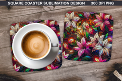 Flowers Coaster Sublimation, Spring Coaster PNG Design Product Image 1