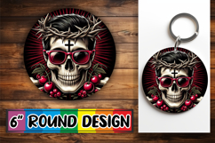 Joyful Round Keychain Magic PNG, Skull Product Image 1