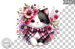 Cat With Flowers Sublimation - Clipart PNG Design Product Image 1
