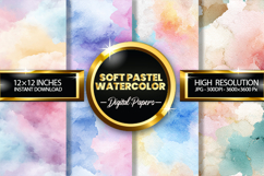 soft pastel watercolor Digital Papers - 04 variations Product Image 1