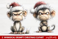 2 Whimsical Grumpy Christmas Clipart | Funny Grumpy Holiday Product Image 1